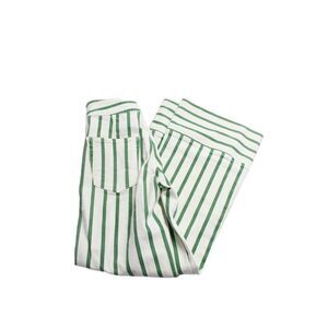 ASKKNY Womens Cotton Striped Wide Leg Pants Double Buttoned Jeans White Size 23